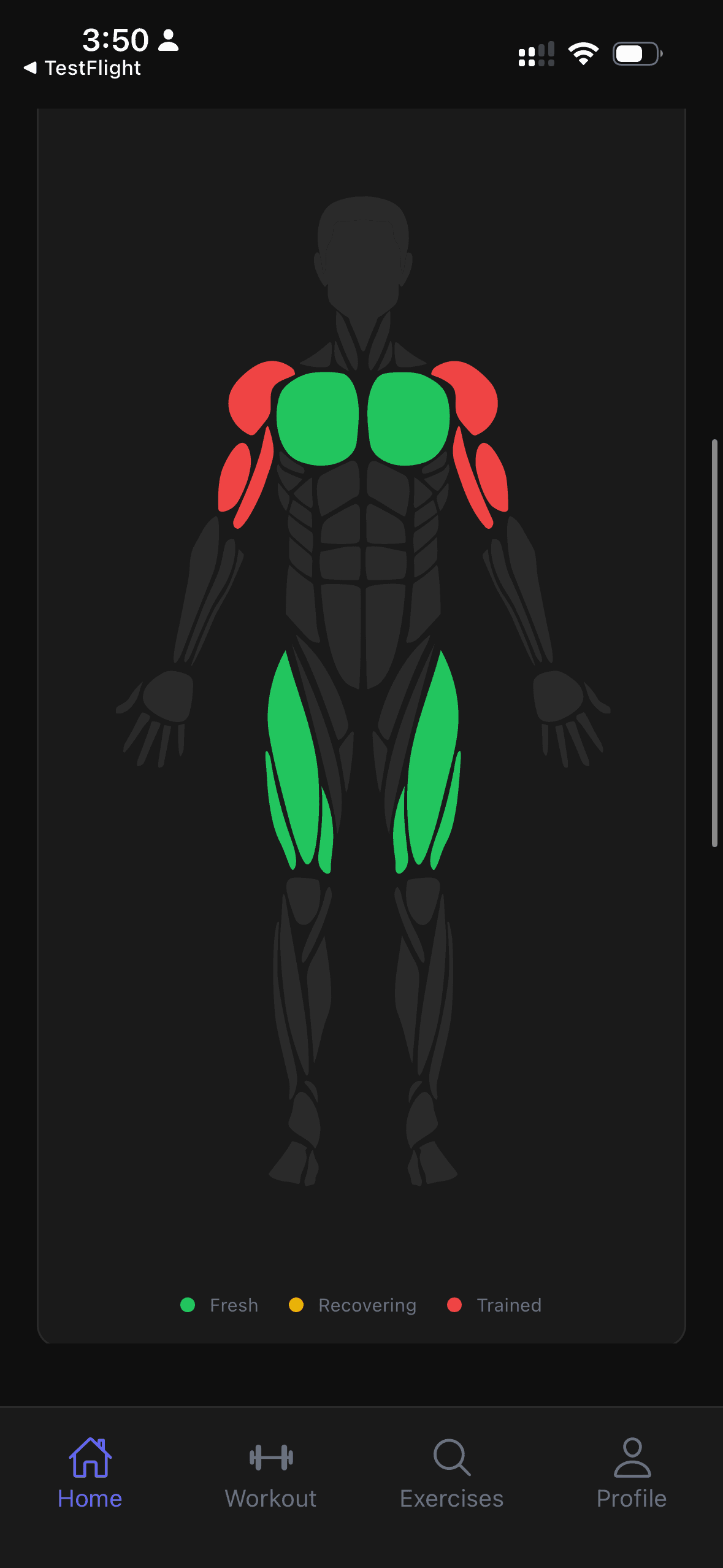 Muscle recovery map